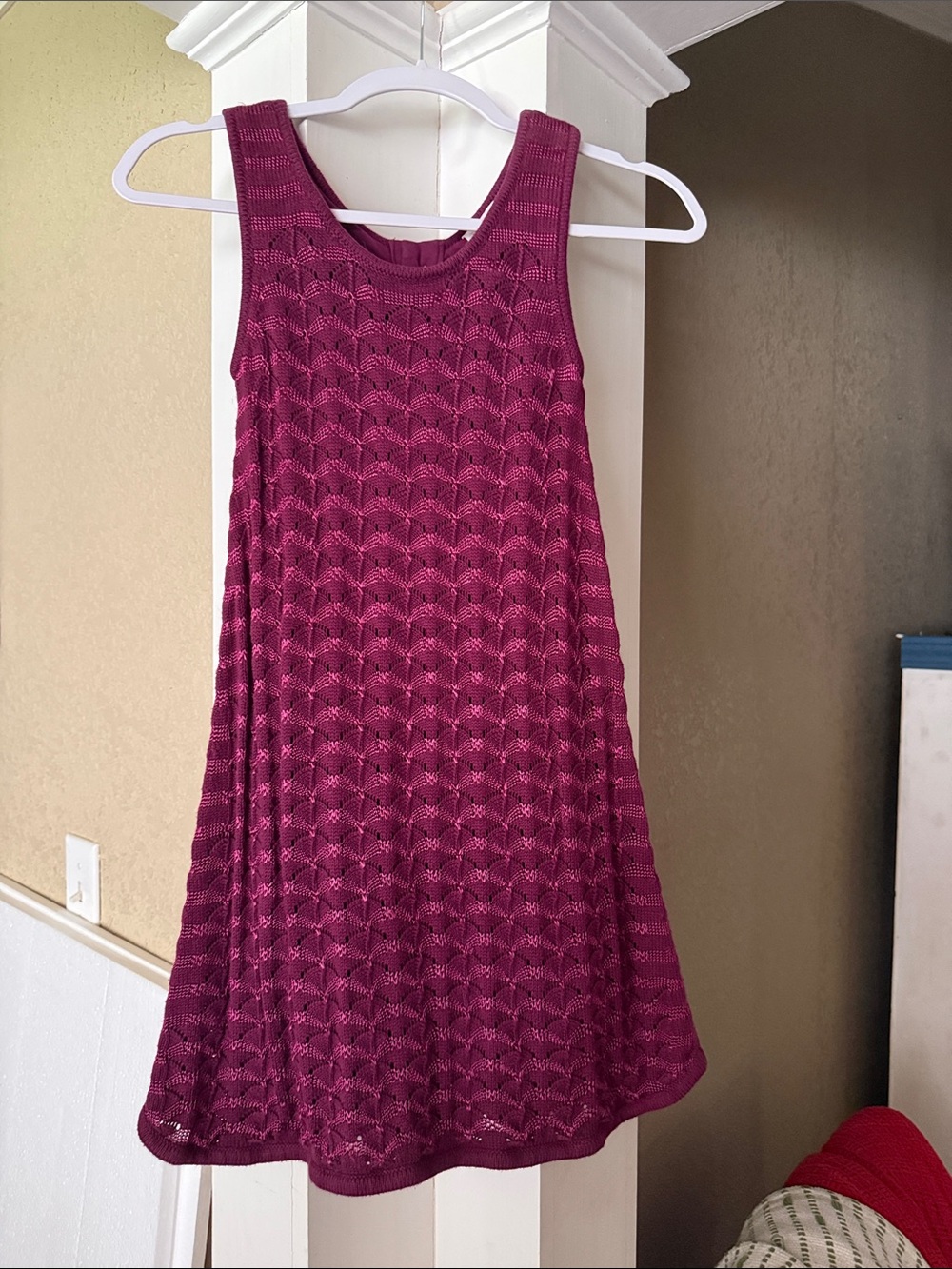 Sleeveless Knit A-Line Dress in Berry